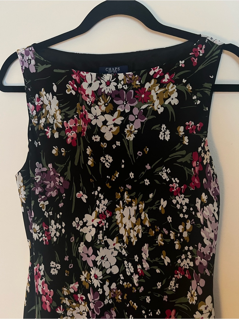 Vintage Y2K Chiffon Black Floral Sleeveless Midi Dress - Picture 5 of 8